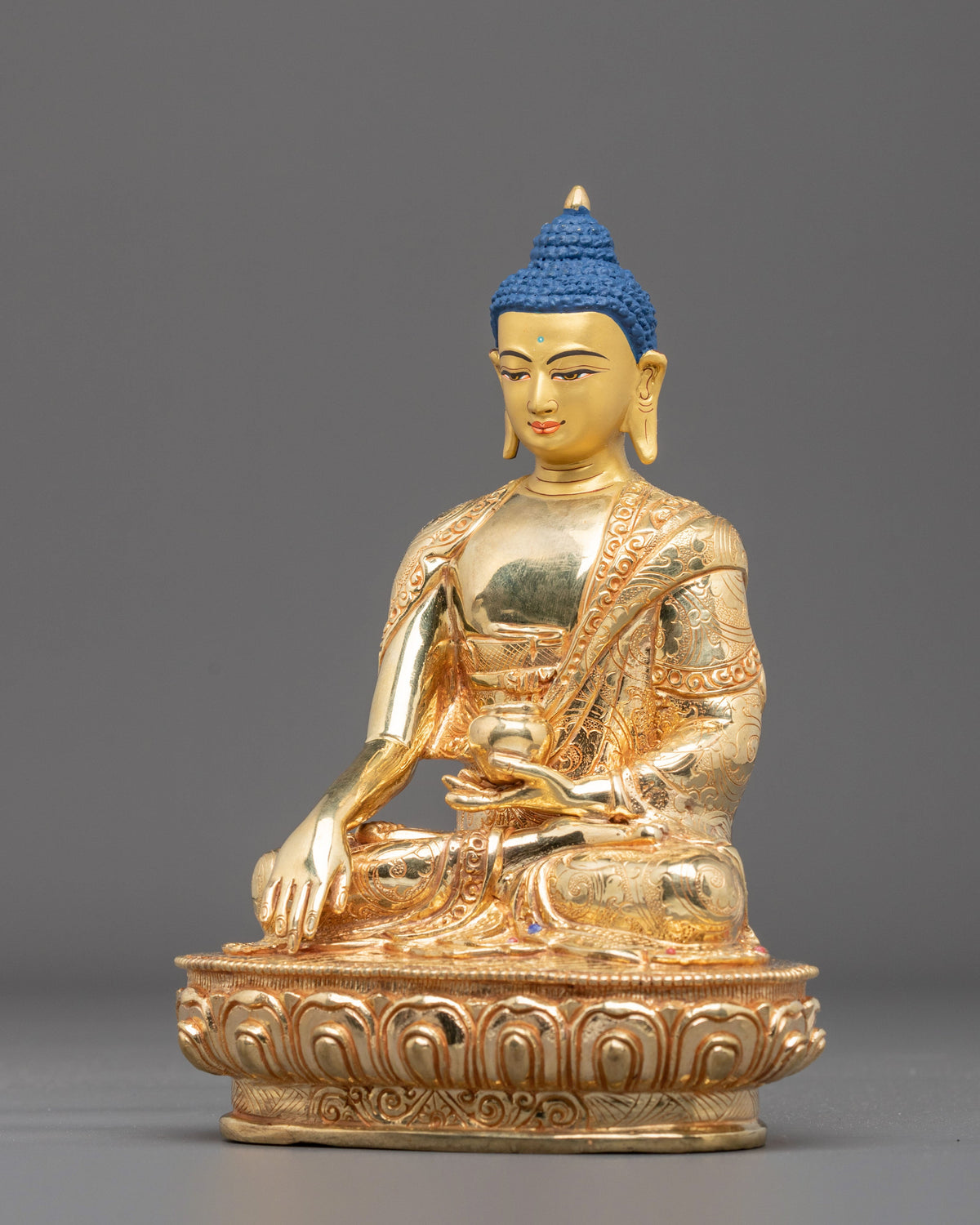 Bodhgaya Shakyamuni Buddha Statue | Gold Plated Buddhist Sculpture