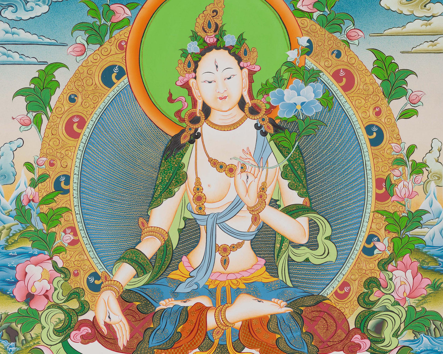 Handcrafted White Tara Thangka Painting | Power of Healing and Longevity