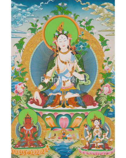 Handcrafted White Tara Thangka Painting | Power of Healing and Longevity