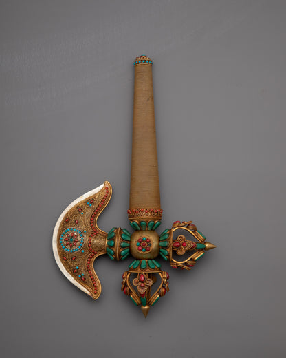 Gold Plated Kartika Axe | Embodying Tibetan Devotion & Art