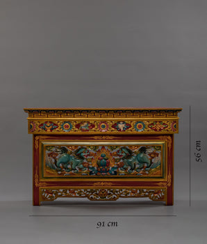 Tibetan Folding Wood Table | Hand-carved for Unique Interiors