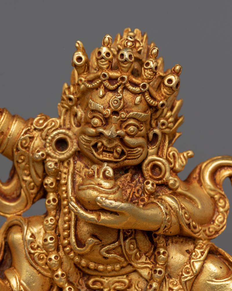Machine Made Mahakala Bernagchen Statue | Protective Deity Figurine