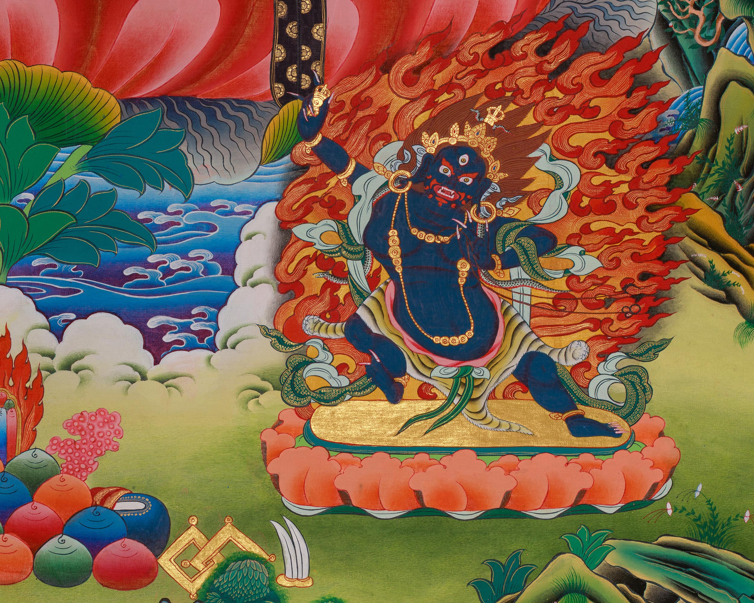 Chenrezig With Other Deities Thangka | Five Dhyani Buddha | Vajrapani And Manjushri Art