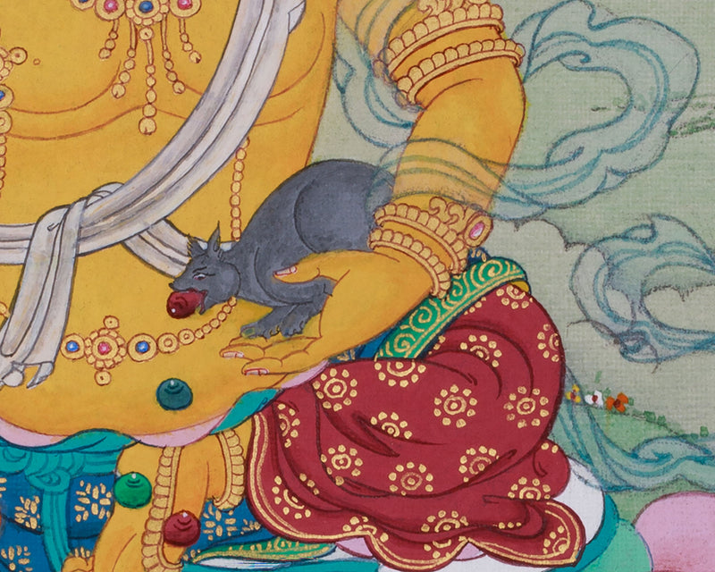 Hand-Painted Lord Kuber Thangka | Guardian of Wealth and Prosperity