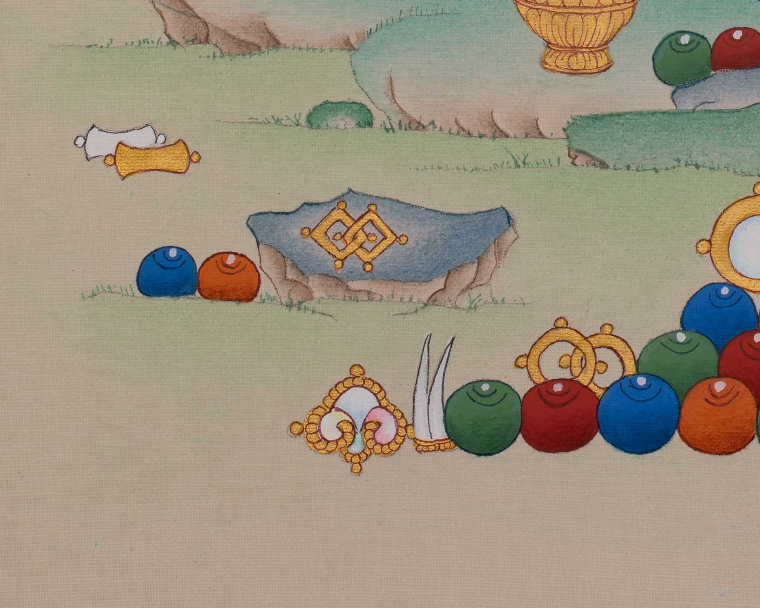 Dzambhala Prosperity Buddhist Art | Tibetan Thangka of Wealth and Abundance