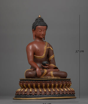 Shakyamuni Buddha Reddish Colored Statue | Embodiment of Tranquility and Enlightenment
