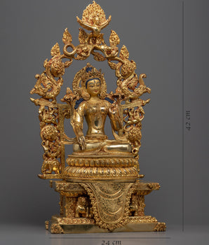 White Tara Figurine for Meditation & Ritual | Hand Carved Buddhist Statue