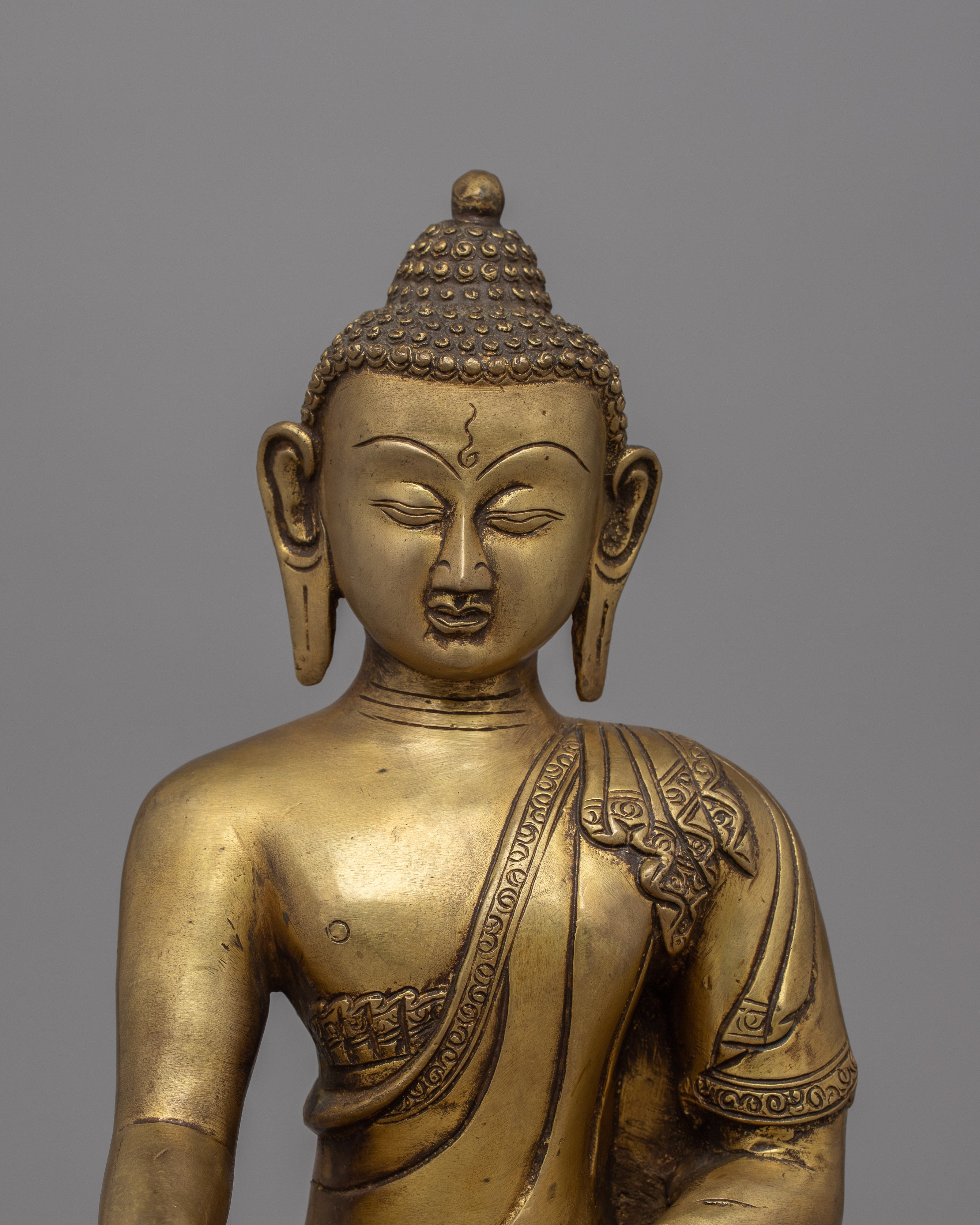 Brass Buddha Shakyamuni Statue | Sacred Spiritual Sculpture