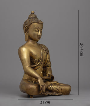 Brass Buddha Shakyamuni Statue | Sacred Spiritual Sculpture