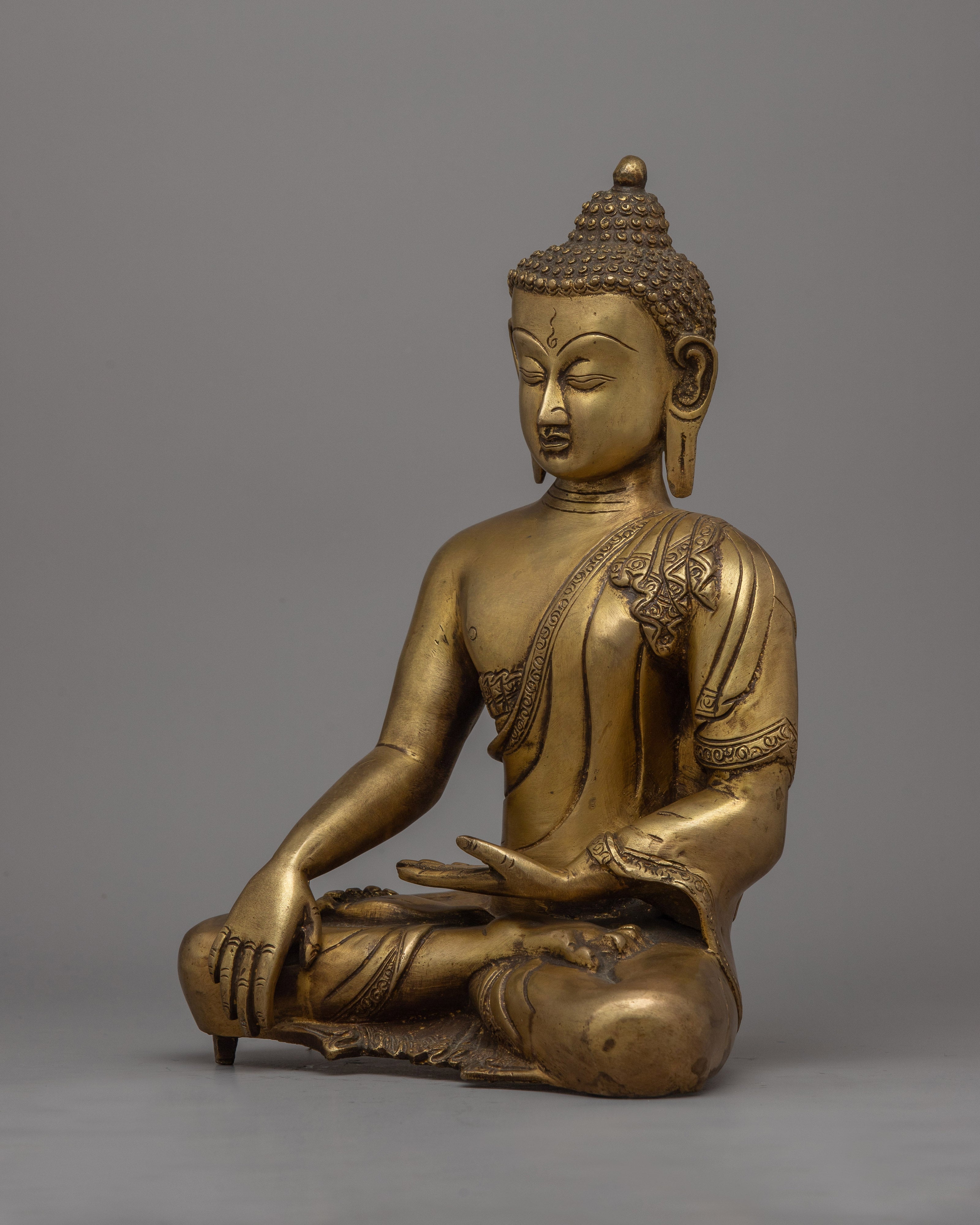 Brass Buddha Shakyamuni Statue | Sacred Spiritual Sculpture
