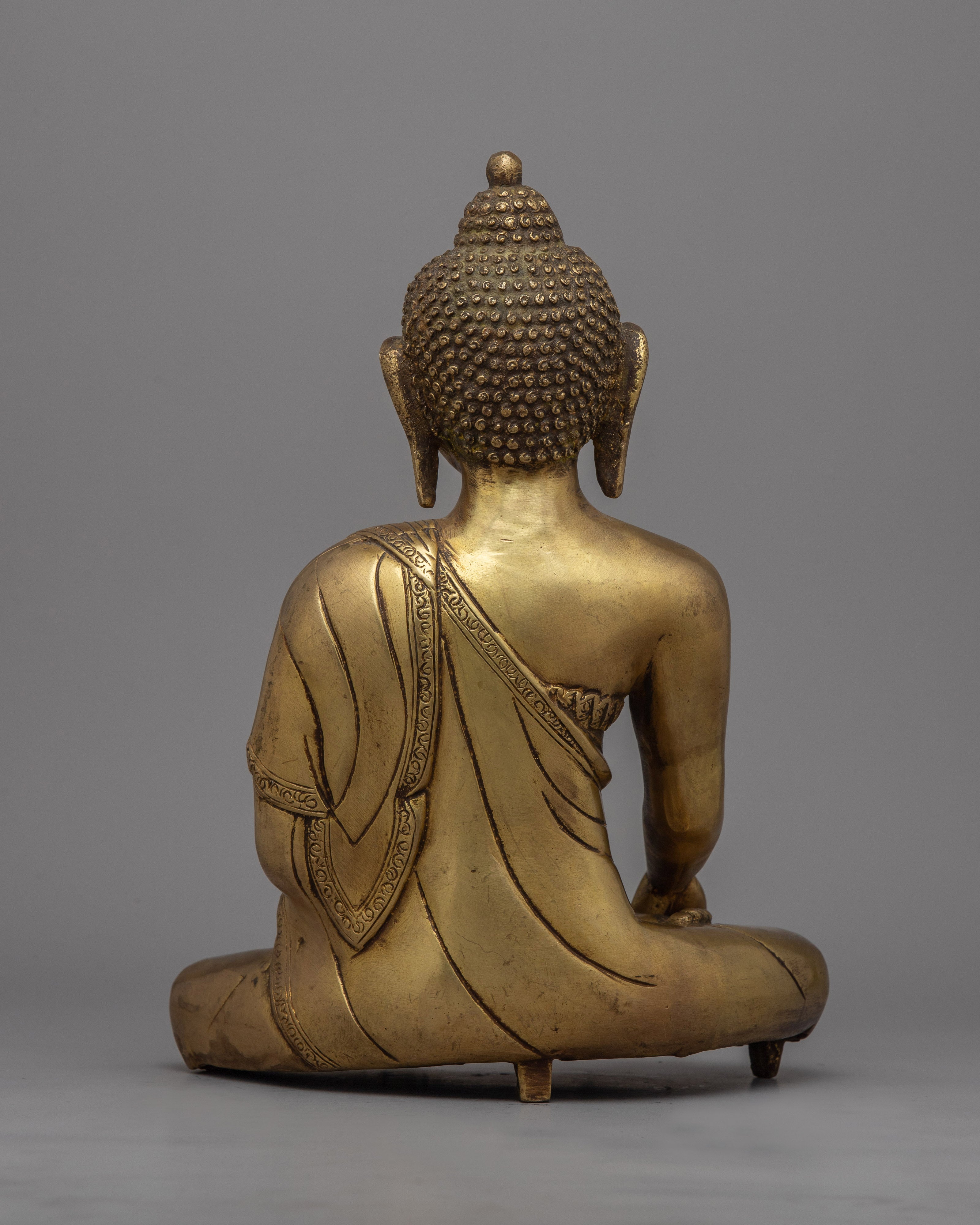 Brass Buddha Shakyamuni Statue | Sacred Spiritual Sculpture