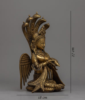 Brass Naga Kanya Statue | Symbol of Serpent Wisdom and Protection