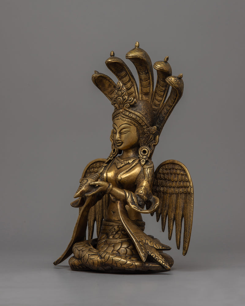 Brass Naga Kanya Statue | Symbol of Serpent Wisdom and Protection