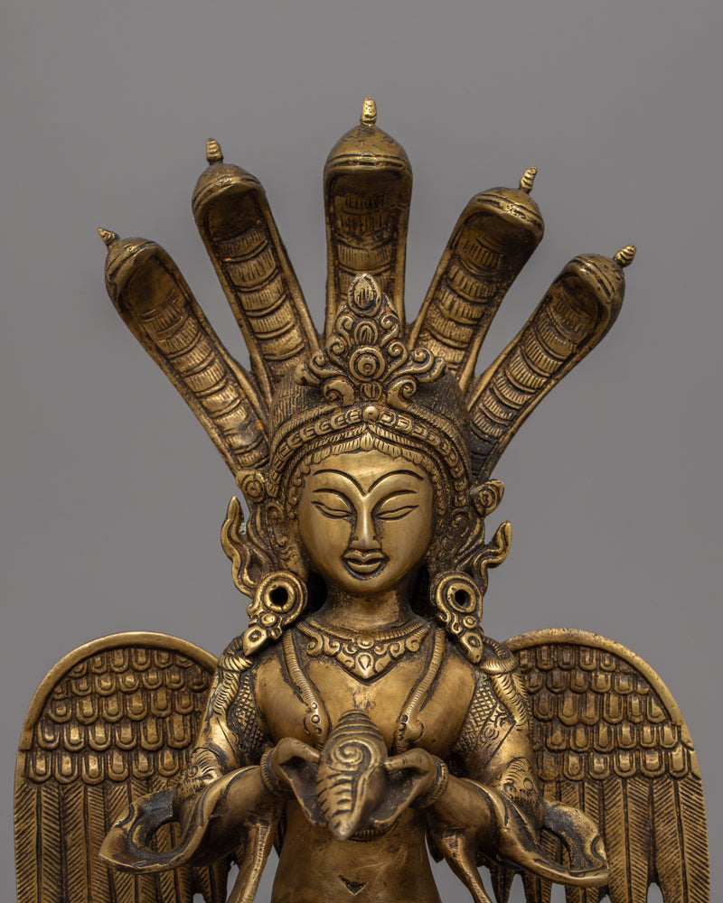 Brass Naga Kanya Statue | Symbol of Serpent Wisdom and Protection