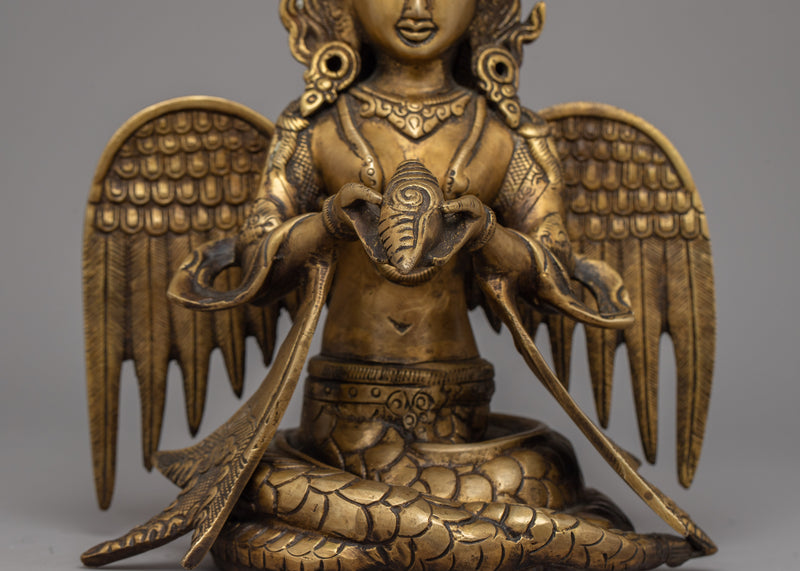 Brass Naga Kanya Statue | Symbol of Serpent Wisdom and Protection