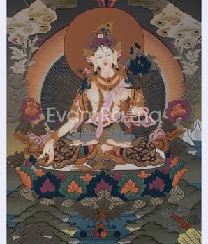 Original Hand-Painted White Tara Thangka 