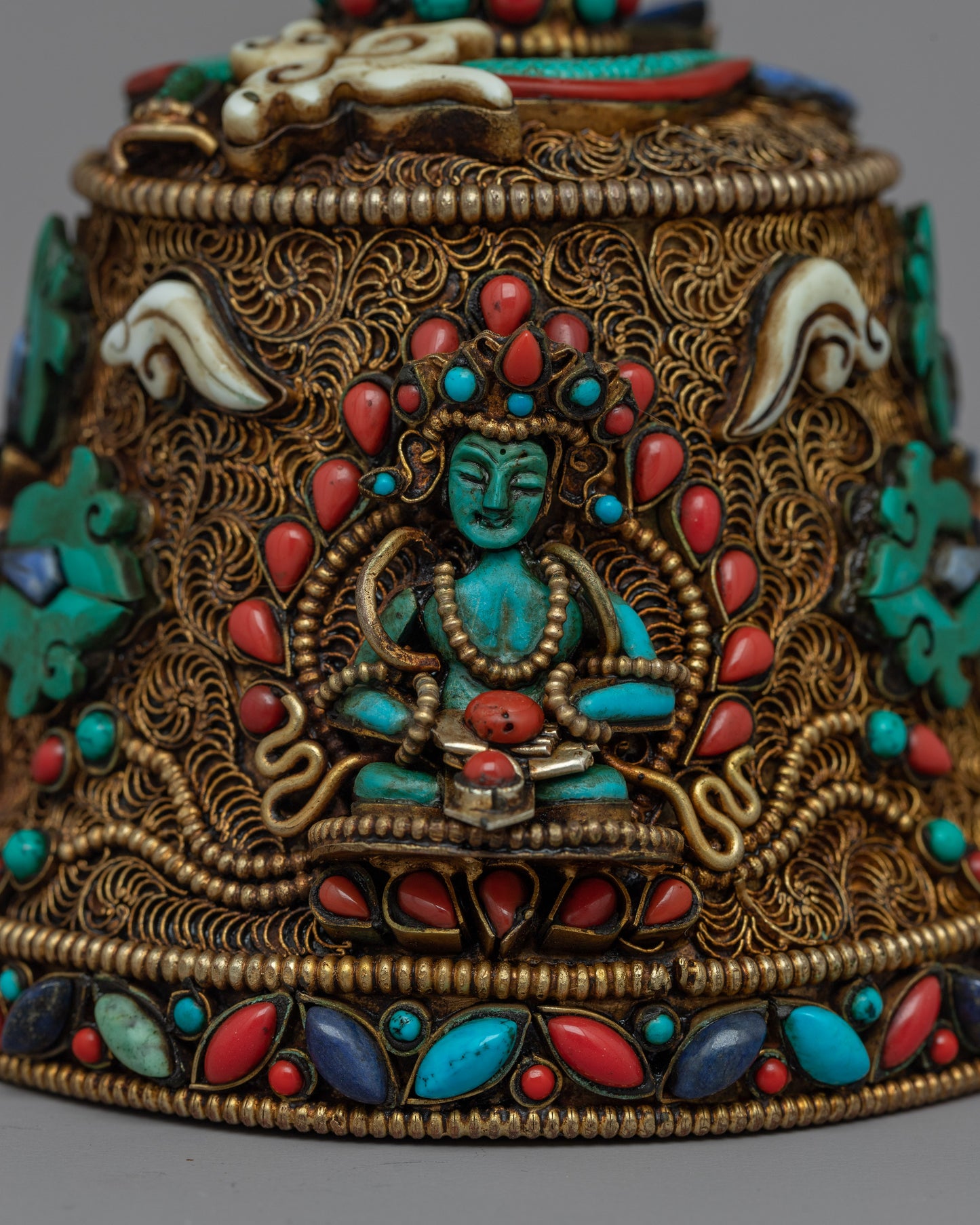 Bell And Dorje Vajra Set | Sacred Sound and Symbol with the Turquoise, Coral Stone Settings