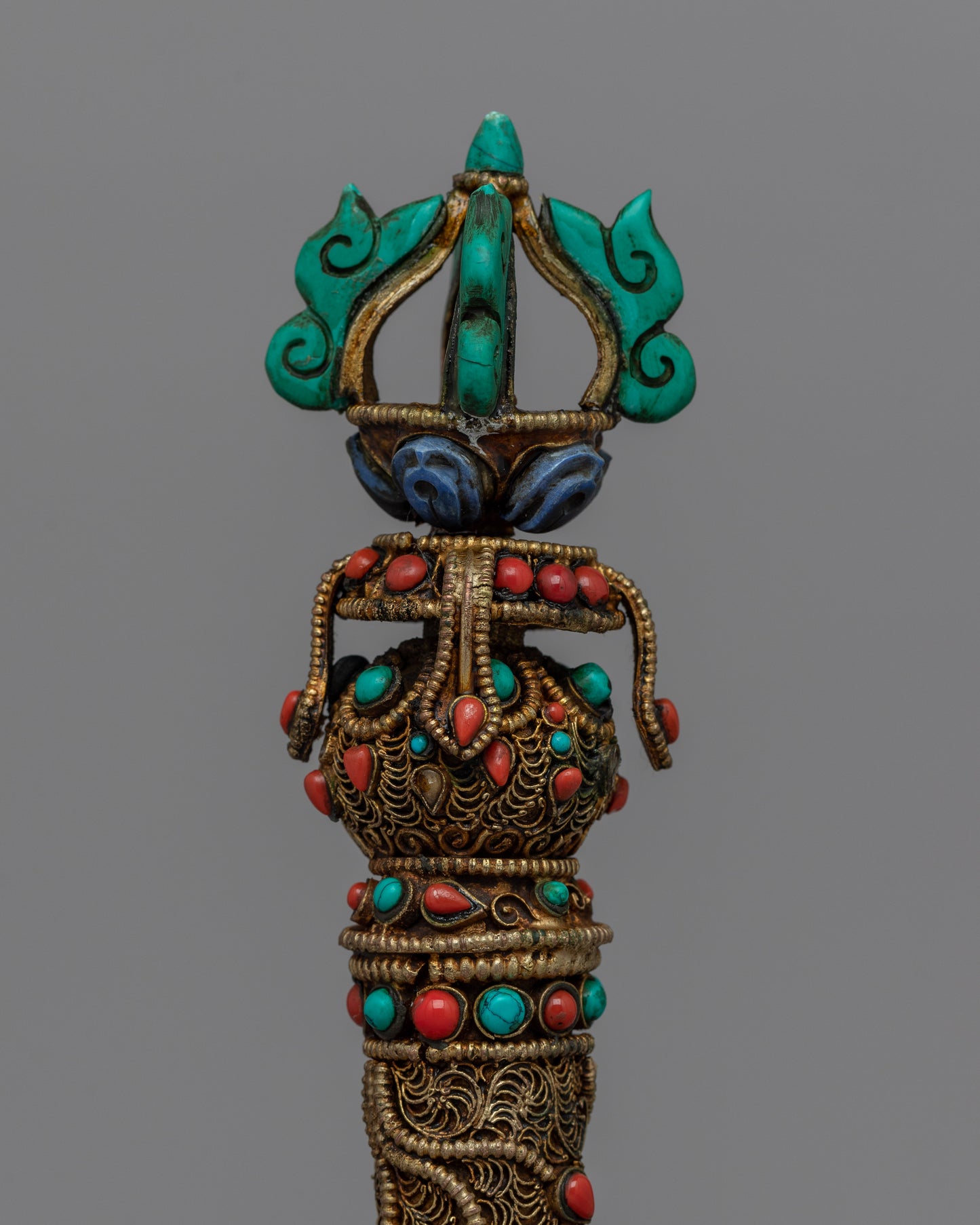 Bell And Dorje Vajra Set | Sacred Sound and Symbol with the Turquoise, Coral Stone Settings