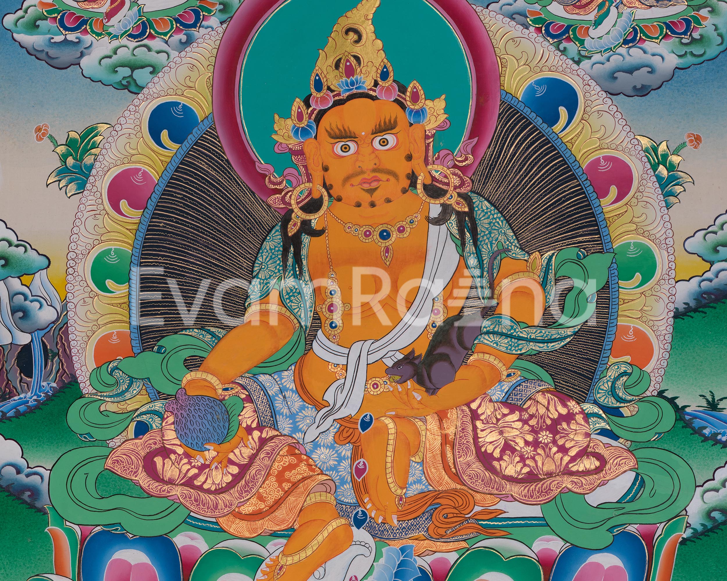 The Five Dzambhala Thangka | Sacred Symbol of Prosperity and Protection
