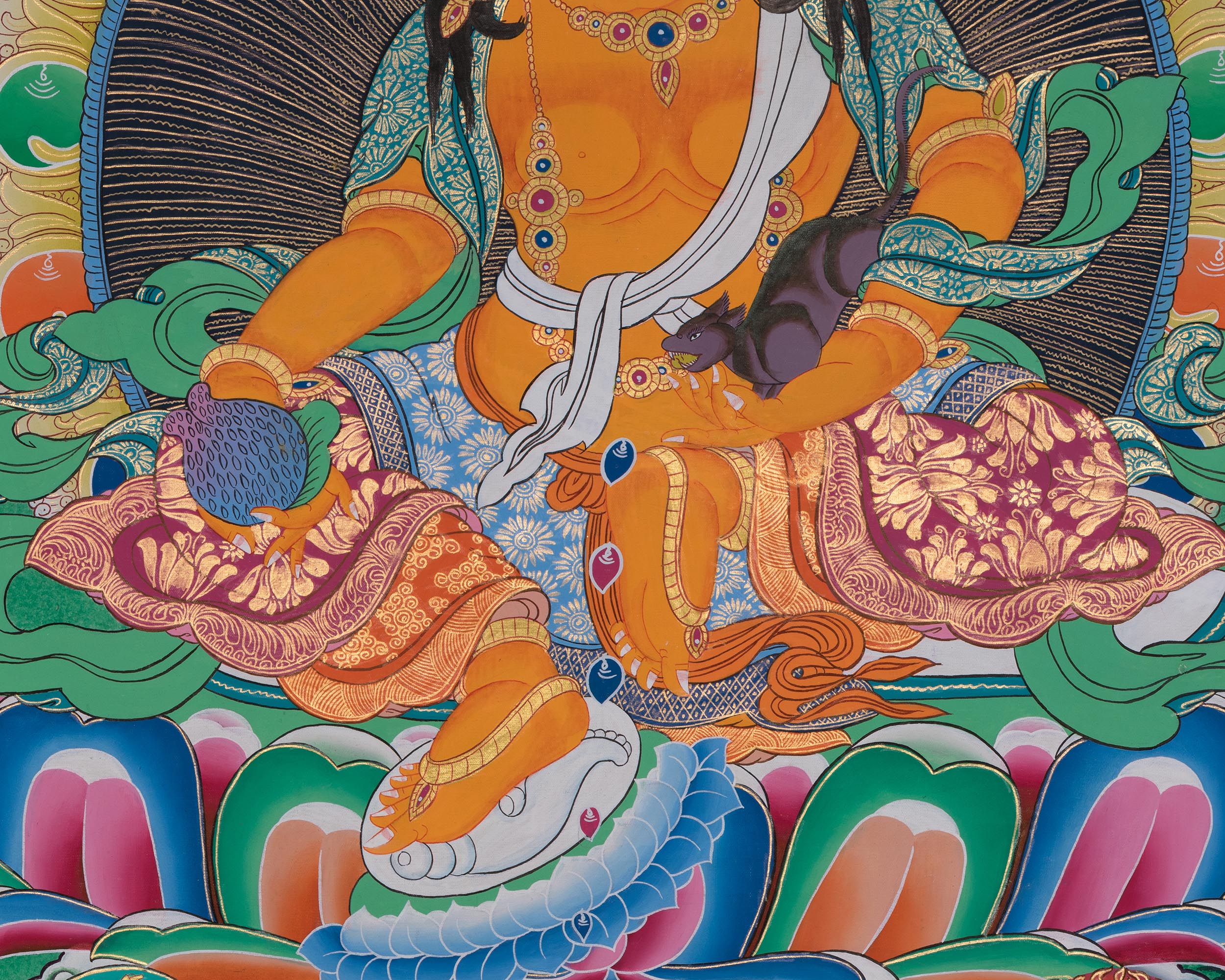 The Five Dzambhala Thangka | Sacred Symbol of Prosperity and Protection
