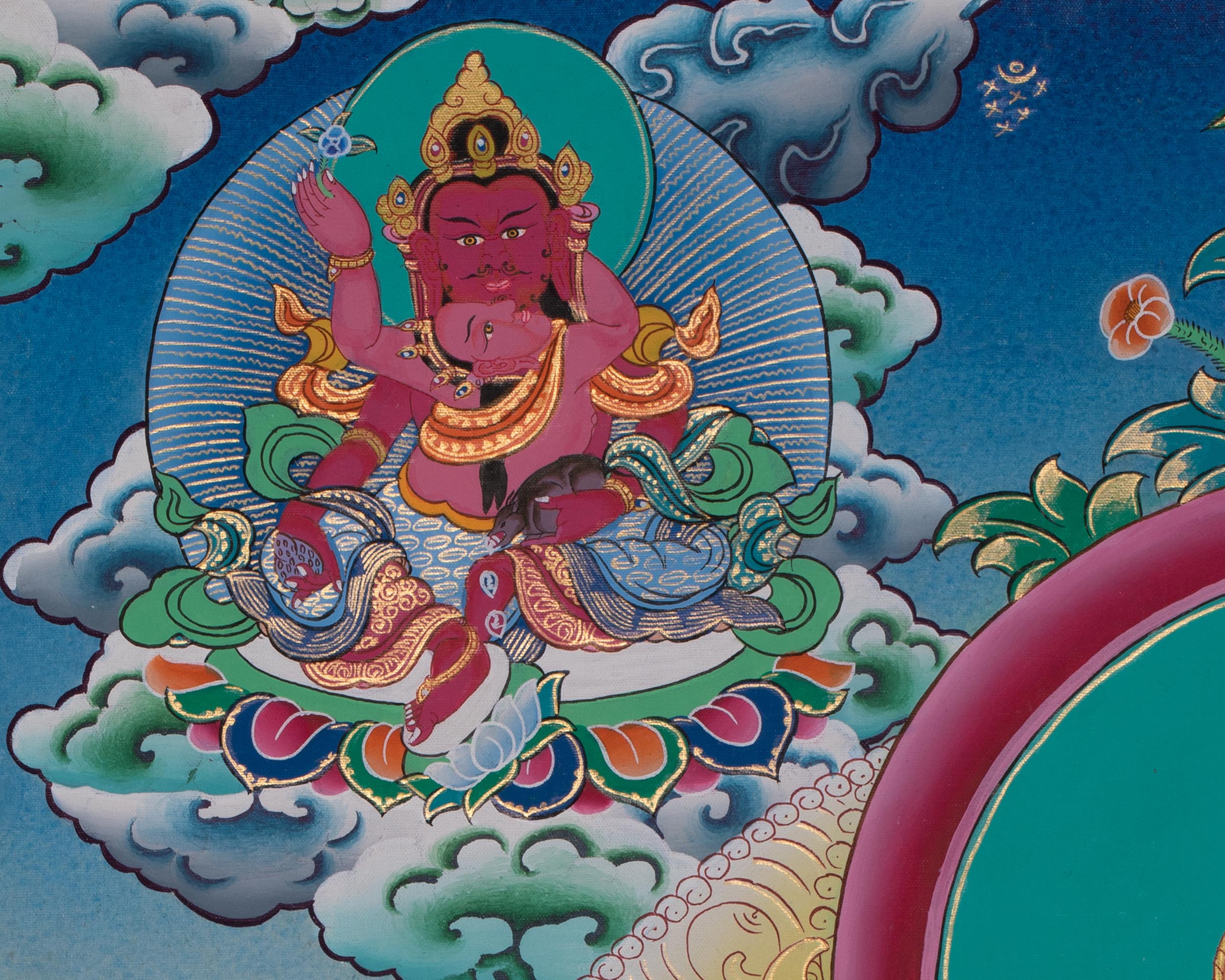 The Five Dzambhala Thangka | Sacred Symbol of Prosperity and Protection