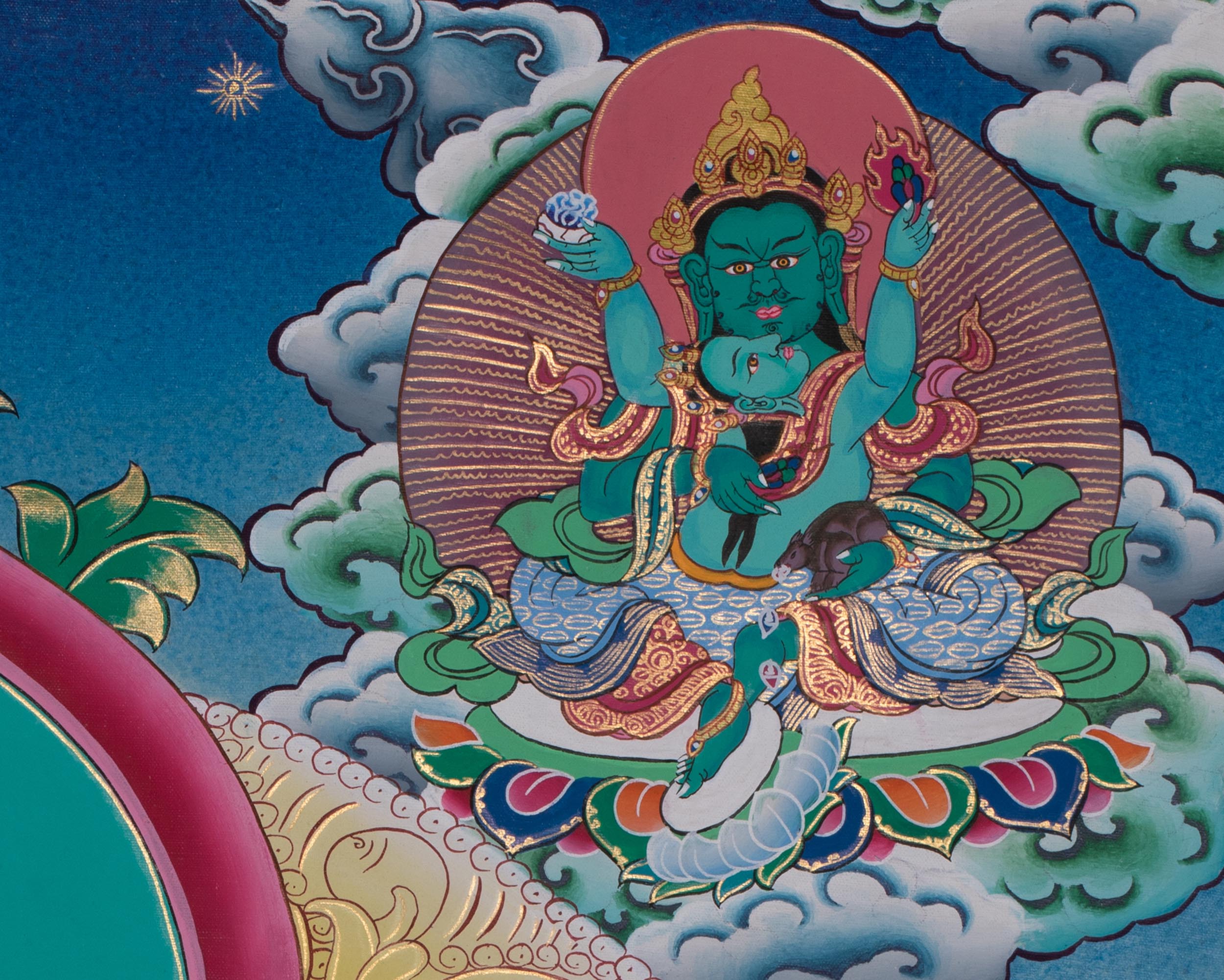 The Five Dzambhala Thangka | Sacred Symbol of Prosperity and Protection