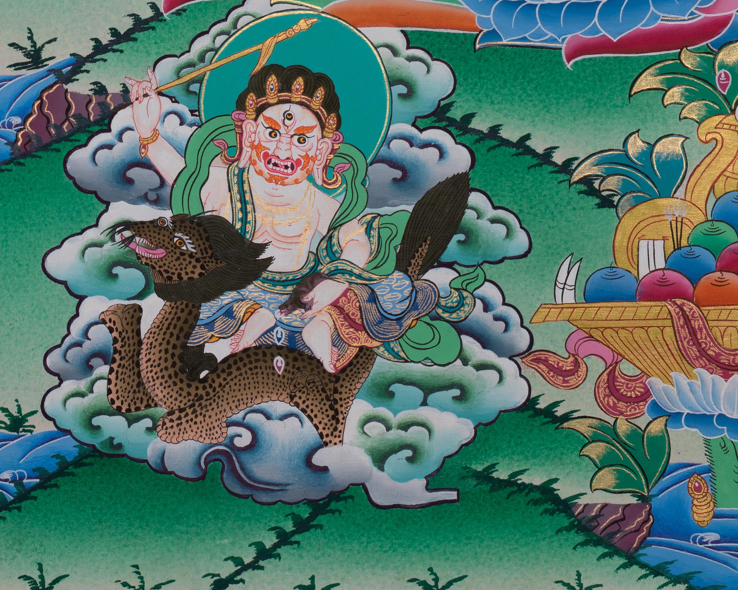 The Five Dzambhala Thangka | Sacred Symbol of Prosperity and Protection