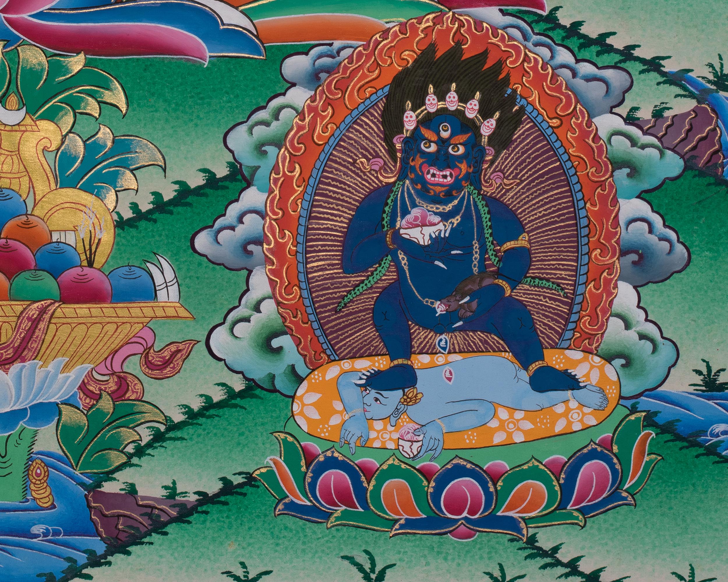 The Five Dzambhala Thangka | Sacred Symbol of Prosperity and Protection