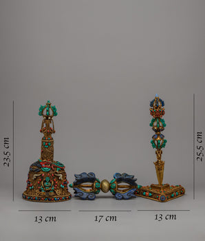 Tibetan Vajra, Bell and Phurba Set | Genuine Tibetan Ritual Set