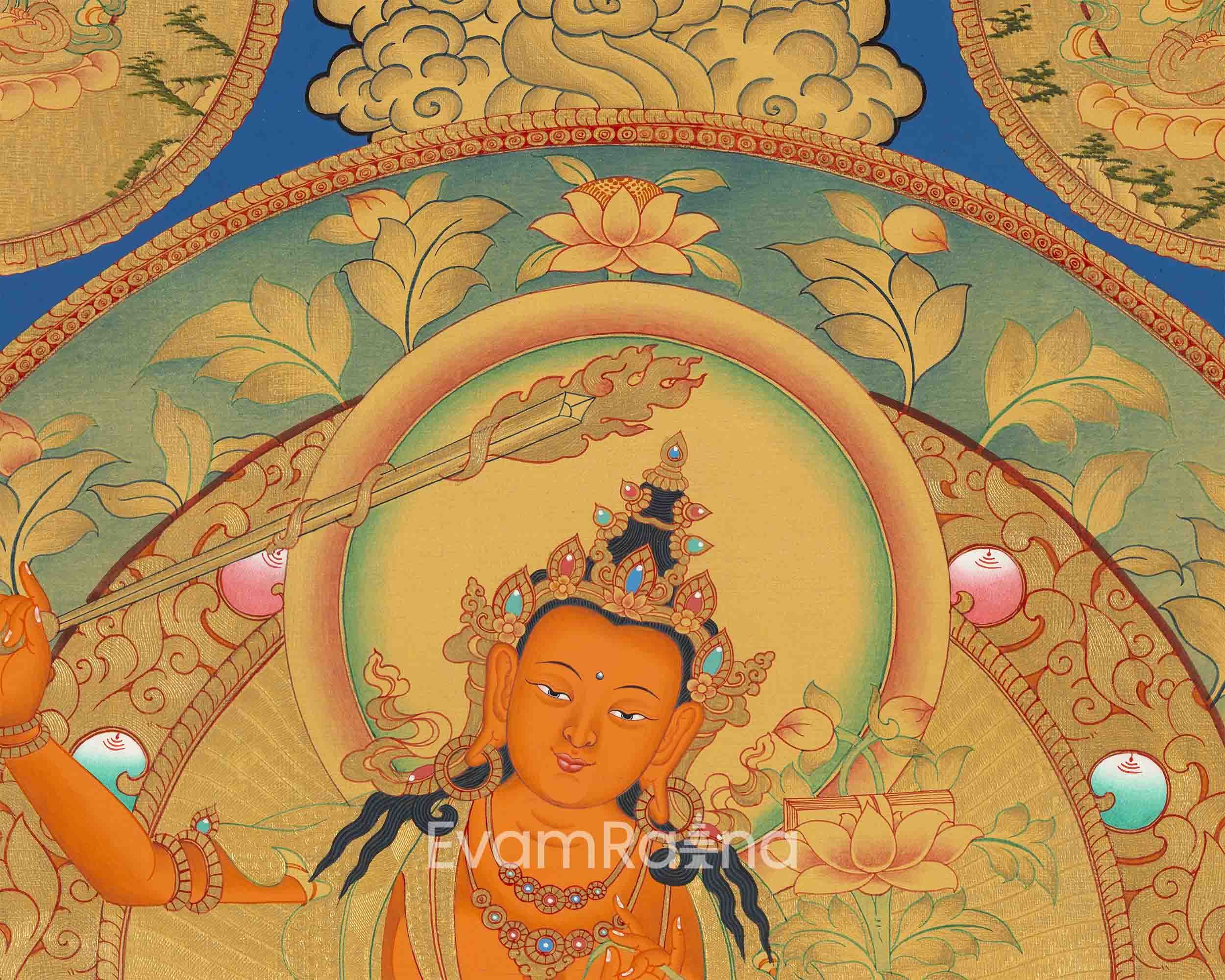 5 Forms of Manjushri Art Print For Daily Wisdom Preaching | The Bodhisattva Of Wisdom Giclee Print