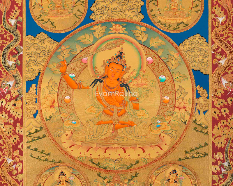 5 Forms of Manjushri Art Print For Daily Wisdom Preaching | The Bodhisattva Of Wisdom Giclee Print