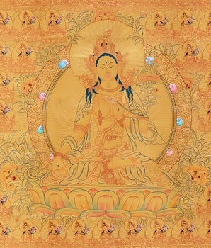 Genuine 24K Gold 108 White Tara | Original Hand-Painted Female Bodhisattva Thangka