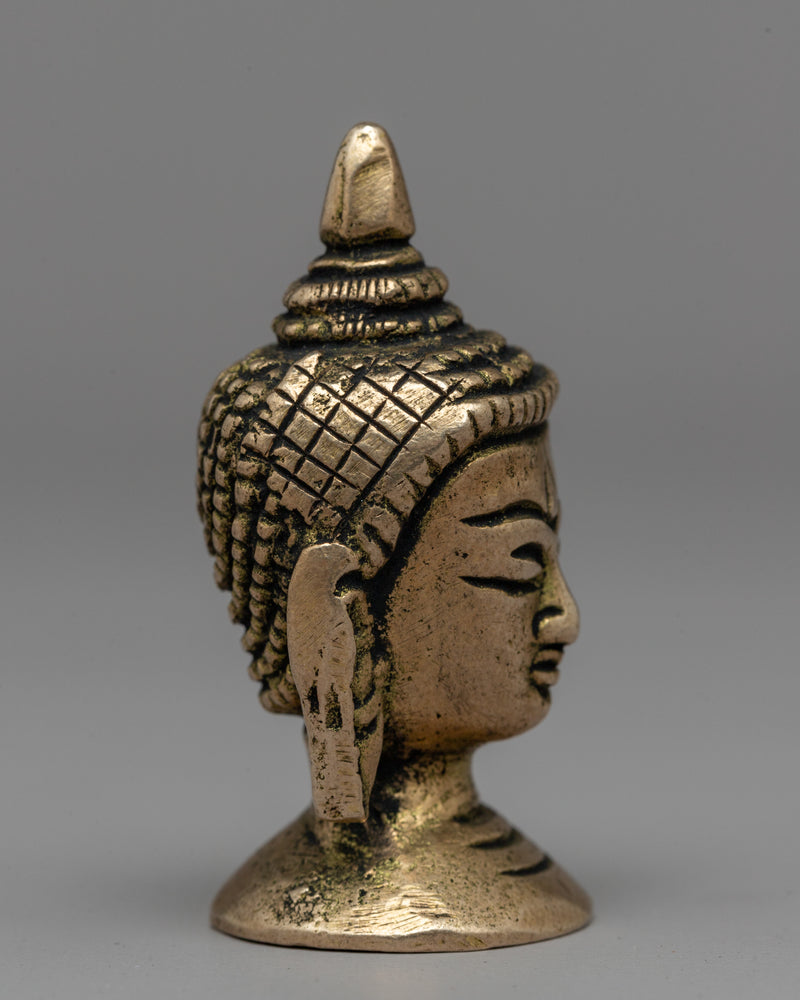 Brass Buddha Head Statue | Timeless Elegance for Home or Altar