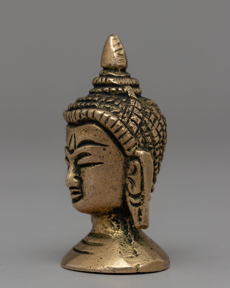 Brass Buddha Head Statue | Timeless Elegance for Home or Altar