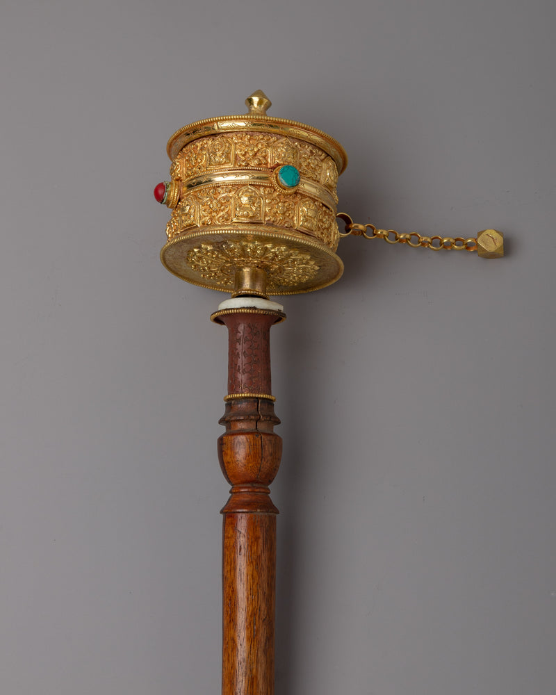 Gold Hand Held Prayer Wheel