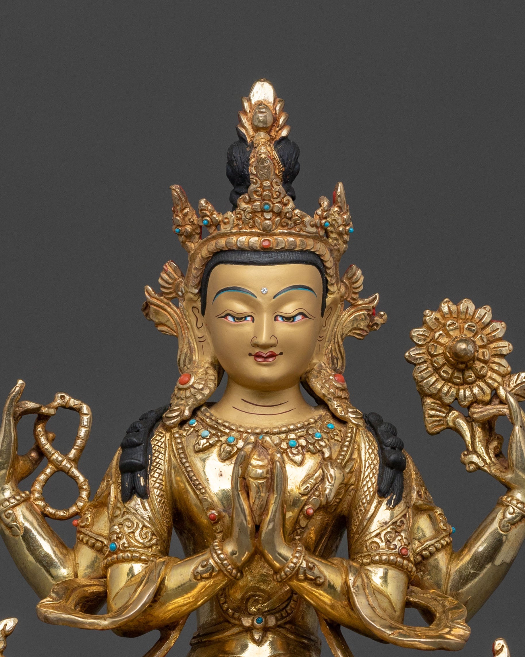 Four Armed Chenrezig Bodhisattva Statue | Himalayan Buddhist Art