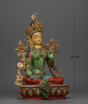 Green Tara Colored Handmade Statue | Essence of Compassionate Action