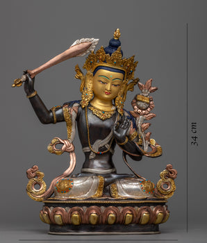 Exquisite 13.3" Jampelyang Prayer Statue | A Symbol of Wisdom and Spiritual Pow
