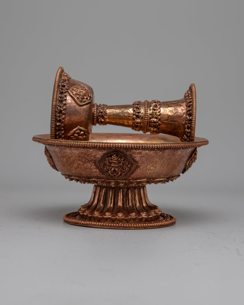 Tibetan Copper Serkyem Set | Handcrafted for Ritualistic Alcohol Offerings