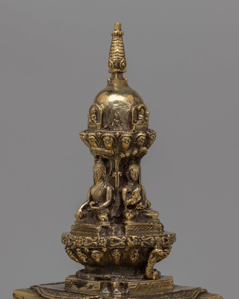 Brass Stupa Statue |  Symbol of Spiritual Journey and Awakening