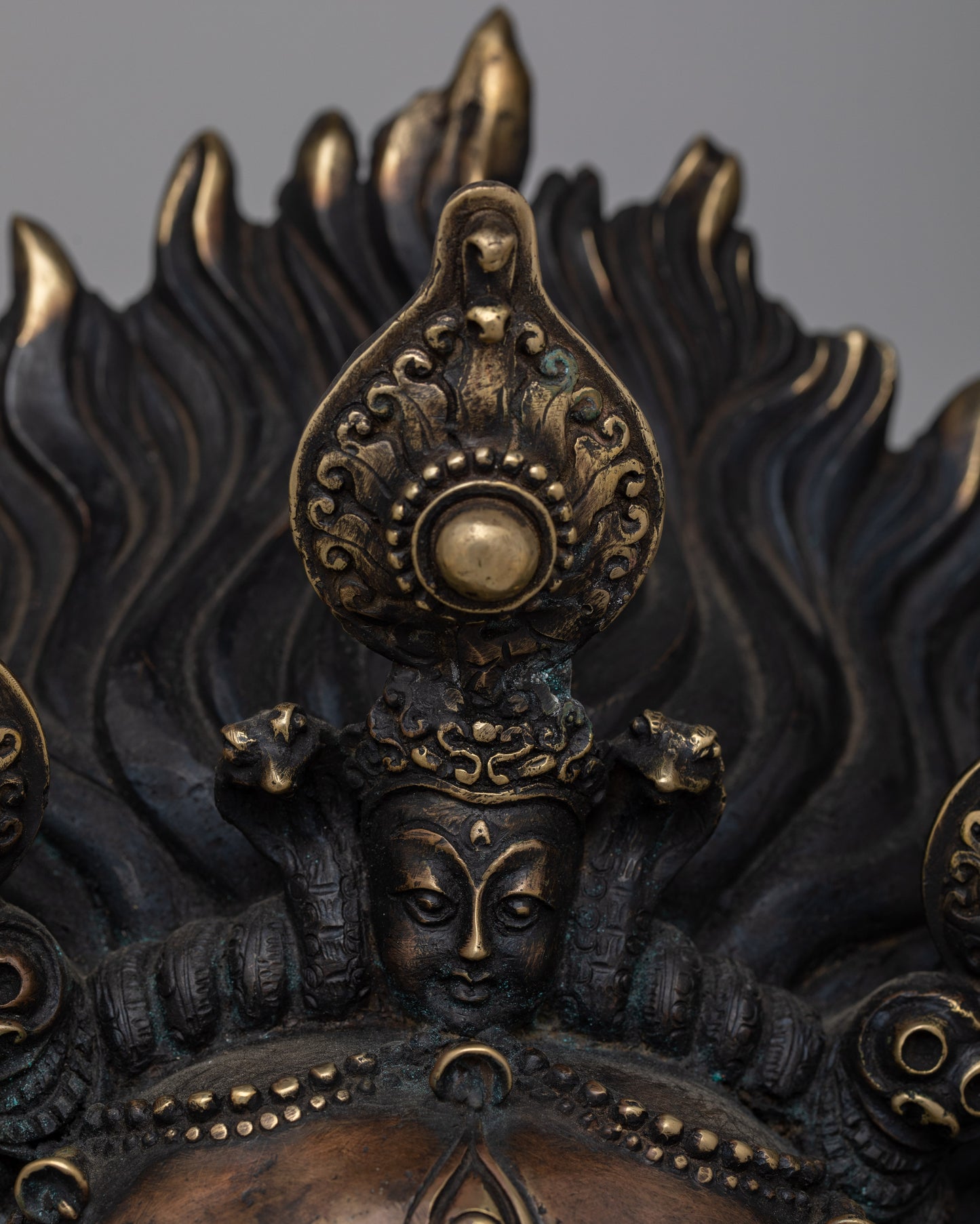 Wrathful Deity Mahakala Face Statue |  Sacred Tibetan Wall Art for Your Home