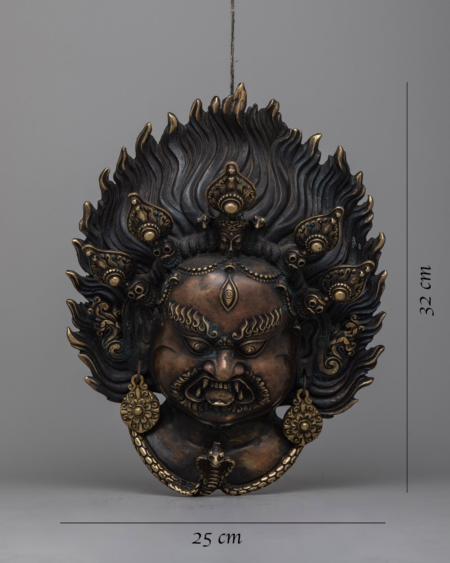 Wrathful Deity Mahakala Face Statue |  Sacred Tibetan Wall Art for Your Home