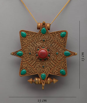 Star Ghau Prayer Box | Portable Shrine with Cosmic Design Locket Box