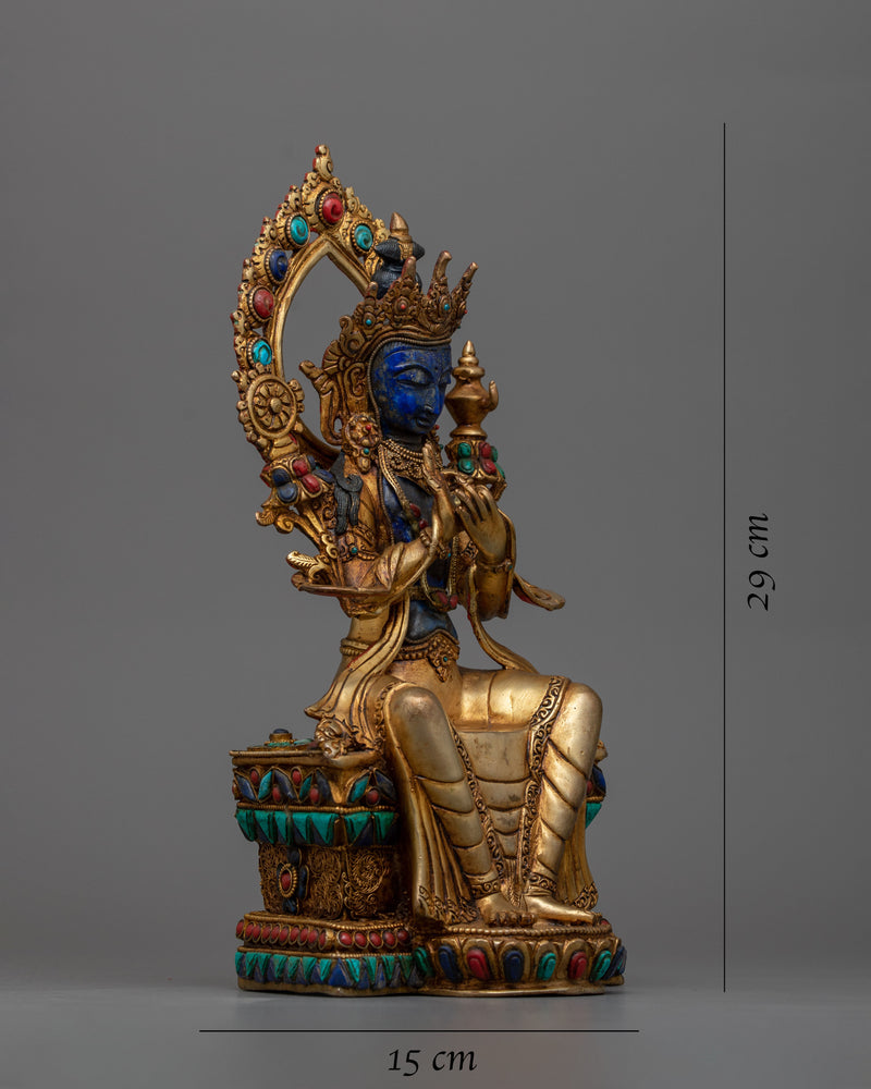 Bodhisattva Maitreya Buddha Statue | Exquisite Lapis Lazuli Stone Carving of Compassionate Enlightenment