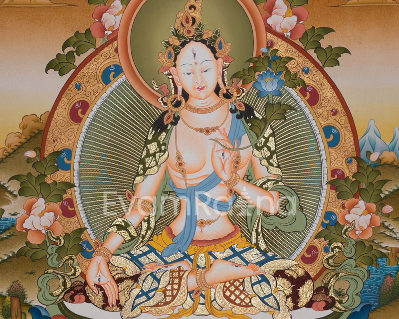 White Tara Thangka Art Painting | Wall Hanging Buddhist Art