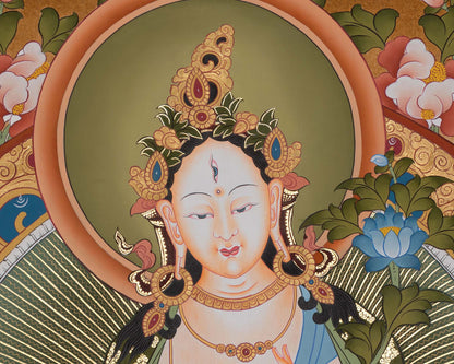 White Tara Thangka Art Painting | Wall Hanging Buddhist Art