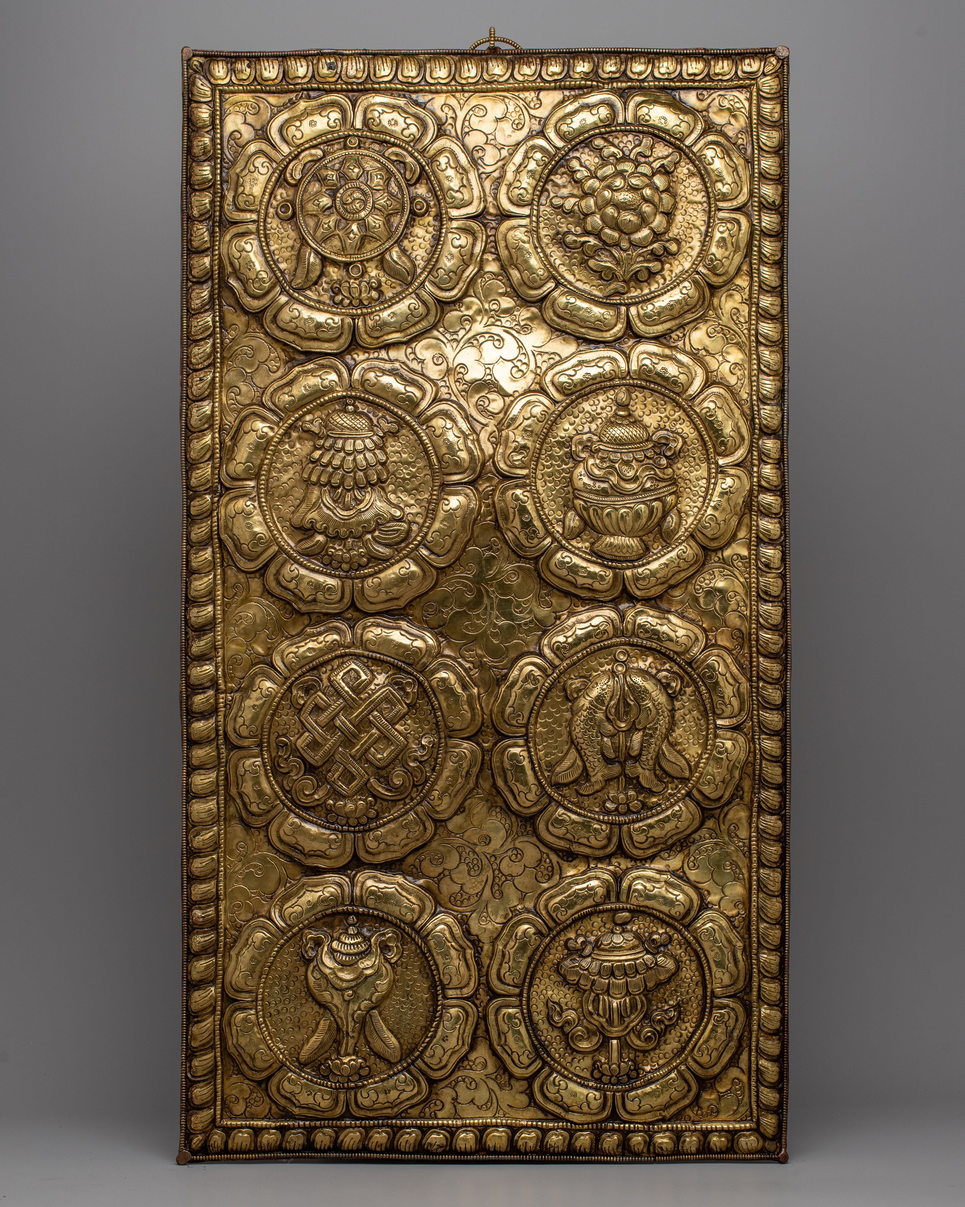 8 Auspicious Symbol Wall Hanging | Handcrafted Brass Buddhist Artwork