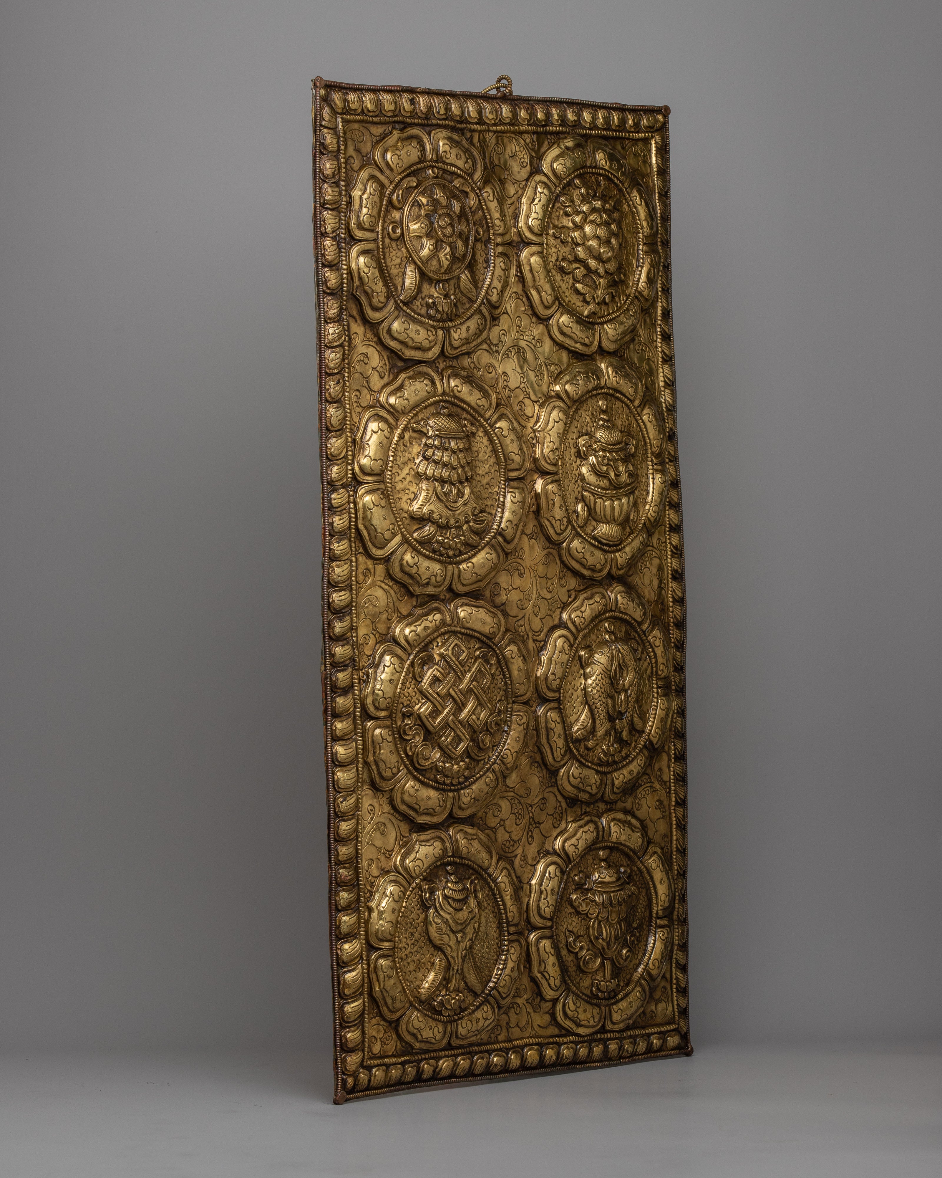 8 Auspicious Symbol Wall Hanging | Handcrafted Brass Buddhist Artwork