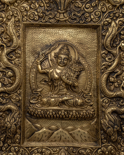 Manjushri Metal Thangka | Spiritual Art for Contemplation