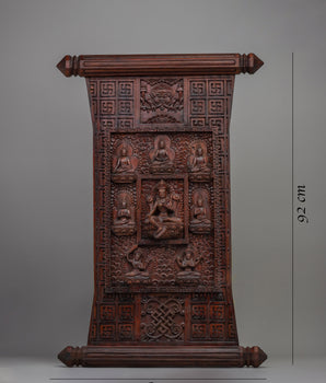 Wooden Wall Hanging Thangka of Green Tara | Tibetan Deity Art